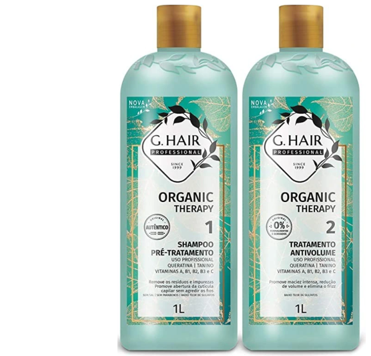 Inoar G.Hair Organic Therapy Zestaw do wygładzania włosów Keratyna 1000ml+szampon 1000ml do kuracji włosów.png