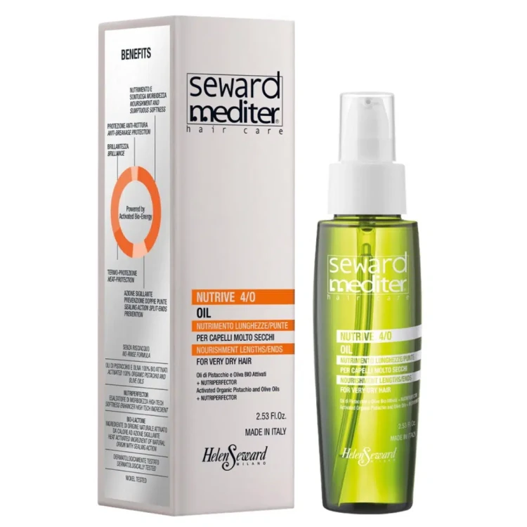 Helen Seward Nutrive Oil 4/0 olejek do włosów suchych i zniszczonych o pojemności 125ml w hurtowni Klara Beauty. Opakowanie w plastikowej zielonej butelce z aplikatorem.