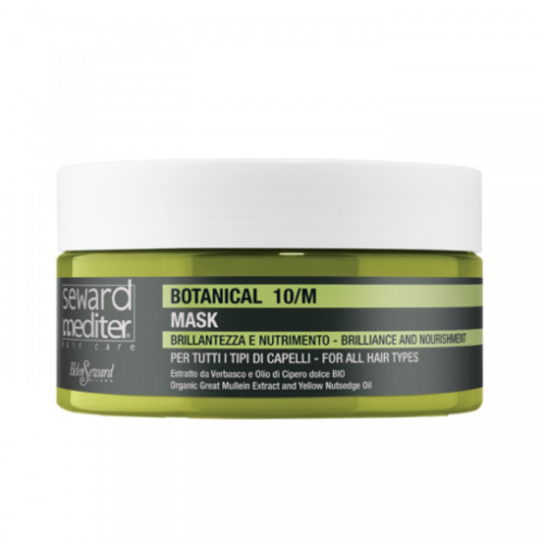 Helen Seward Botanical Mask 10/ M o pojemności 250ml dostępna w hurtowni Klara Beauty. Prokukt w plastikowym zielonym słoiczku na białym tle.