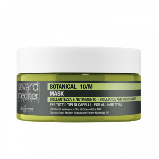 Helen Seward Botanical Mask 10/ M o pojemności 250ml dostępna w hurtowni Klara Beauty. Prokukt w plastikowym zielonym słoiczku na białym tle.