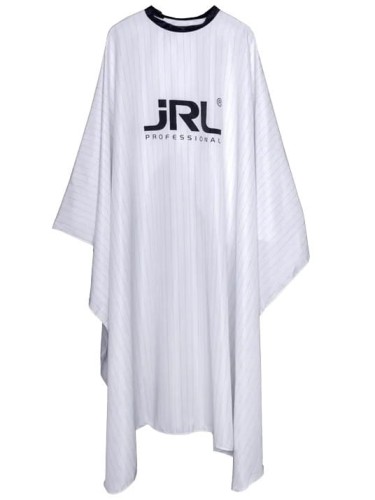JRL Peleryna fryzjerska biała w prążki, peleryna barberska biała.jpg