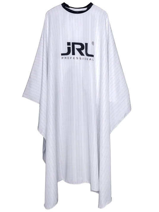 JRL Peleryna fryzjerska biała w prążki, peleryna barberska biała.jpg