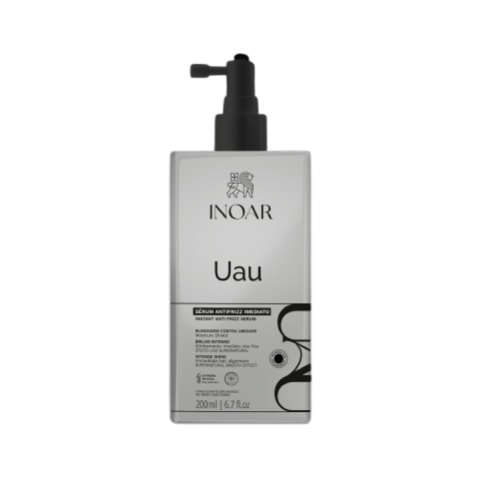 Inoar UAU Serum Wygładzające 200 ml w hurtowni Klara Beauty. Dzięki innowacyjnej technologii termoaktywnych lekkich polimerów, serum w mgnieniu oka stworzy na Twoich włosach  piękną, błyszczącą taflę.