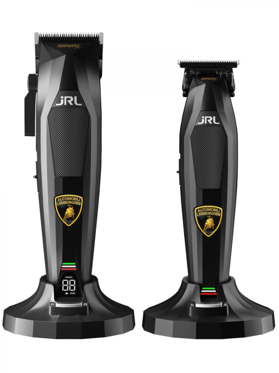 JRL Lamborghini Diamante 2025C czarna bezprzewodowa maszynka do włosów + Diamante 2025T czarny bezprzewodowy trymer do włosów + dwie stacje ładujące.png