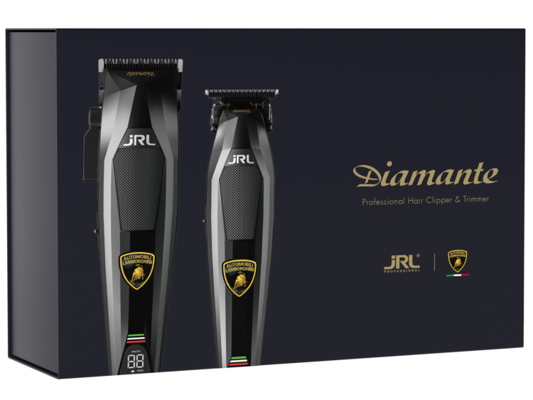 JRL Lamborghini Diamante 2025C czarna bezprzewodowa maszynka do włosów + Diamante 2025T czarny bezprzewodowy trymer do włosów +  dwie stacje ładujące.png