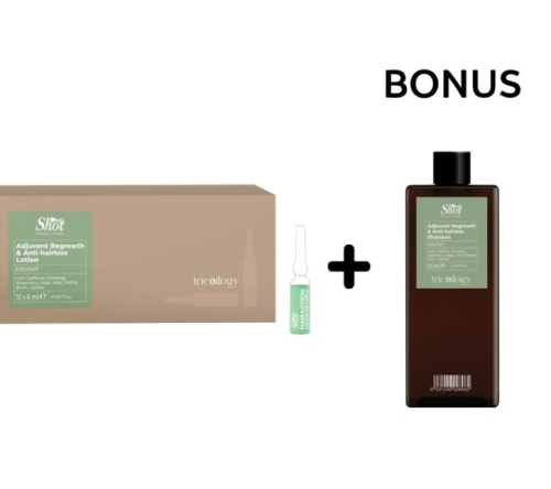Shot Ergovit Tricoilogy zestaw przeciw wypadaniu szampon 500ml+ ampułki 10x6ml w hurtowni Klara Beauty. Profesjonalny, trychologiczny  szampon delikatny dla skóry głowy i bez SLS i ampułki stymulujące wzrost włosów.