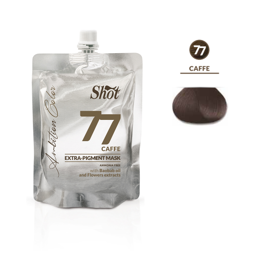 Shot Ambition Color maska extra pigment kawa 77 maska koloryzująca 200ml w hurtowni Klara Beauty. Maskę można stosować jako półtrwałą koloryzację lub do tonowania i niwelowania niechcianych refleksów.