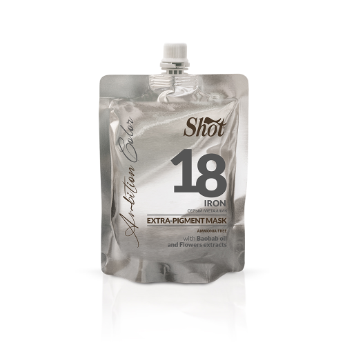 Shot Ambition Color maska extra pigment Iron 18 - maska koloryzująca kolor stalowy 200ml w hurtowni Klara Beauty. Maskę można stosować jako półtrwałą koloryzację lub do tonowania i niwelowania niechcianych refleksów.