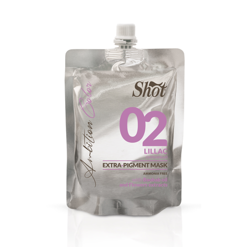 Shot Ambition Color maska extra pigment Lilac 02 - maska koloryzująca kolor liliowy 200ml w hurtowni Klara Beauty. Maskę można stosować jako półtrwałą koloryzację lub do tonowania i niwelowania niechcianych refleksów.