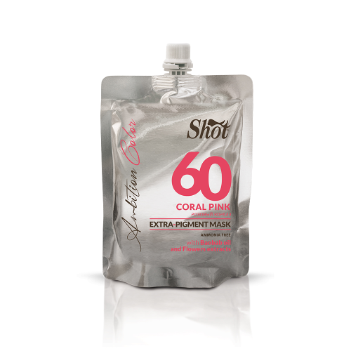 Shot Ambition Color maska extra pigment Coral Pink 60 - maska koloryzująca 200ml w hurtowni Klara Beauty. Maskę można stosować jako półtrwałą koloryzację lub do tonowania i niwelowania niechcianych refleksów.